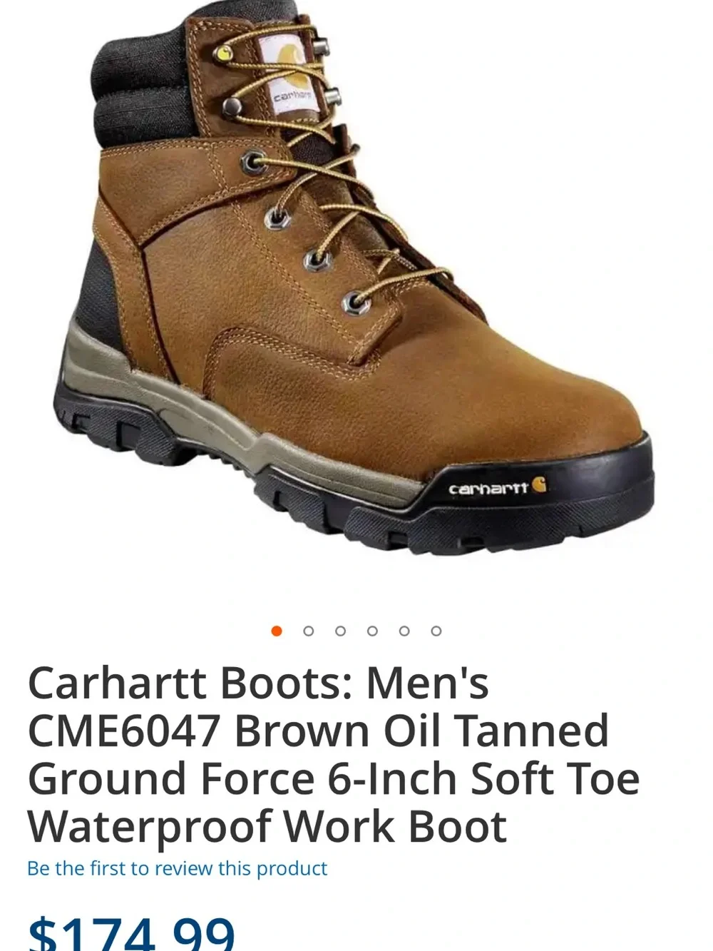 Carhartt Ground Force 6” Soft Toe Waterproof Work Boot 11.5